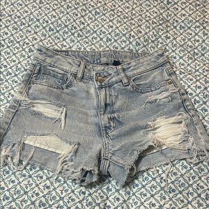American Eagle Outfitters Women's Ripped Jean Shorts - Light Blue
